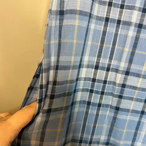 Velvet Heart Plaid Midi Dress Size S Cap Sleeve V-Neck Casual Lagenlook Pockets