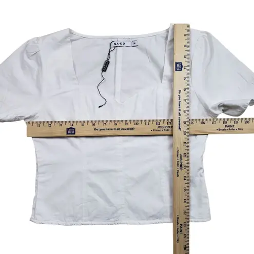 NAKD Puffy Shoulder Corset Top Womens Medium 38 White Side Zip Boho