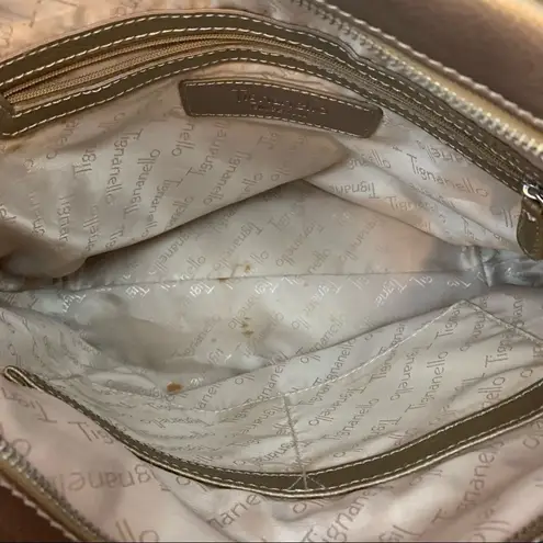 Tignanello logo handbag bronze leather accents Brown