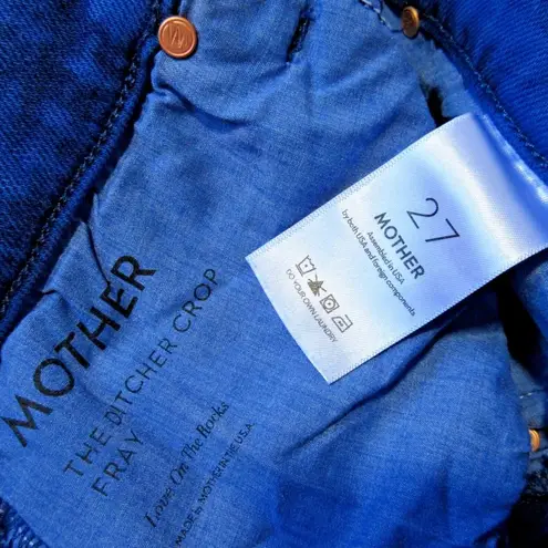 NWT Mother The Ditcher Crop Fray in Blazing Blue Acid Wash Wide Leg Jeans 27