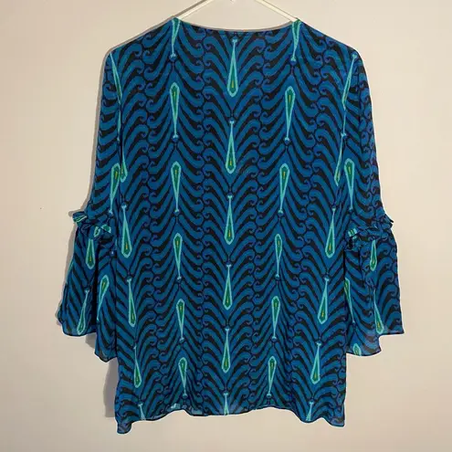 Disney NWT  x Figue Women's size Large Ameena Aladdin Beaded Blue Silk Top