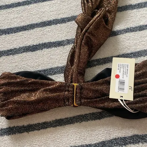 Ramy Brook Lura Metallic Brown Halter Bikini Top