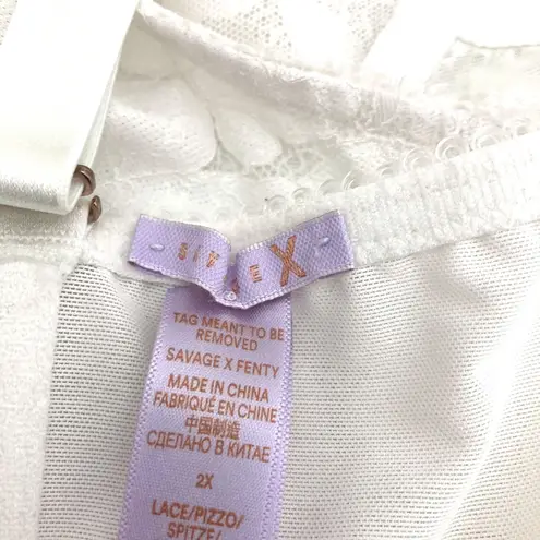 Savage x Fenty Rihanna White Floral Glow Lace Bustier Lingerie Camisole Top 2X