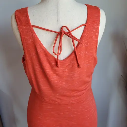 CAbi , New Weekend Sunset Orange Sleeveless Jersey Tank Midi Dress Size Medium