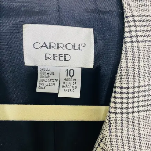 Vintage Carroll Reed Wool Blazer Gray Plaid Preppy Academia Clueless Style Sz 10 White