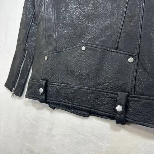 Avec Les Filles Anthropologie XXS 00 Moto Zip Jacket Black Oversized Leather