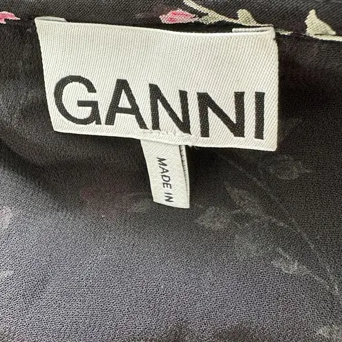 Ganni  38 US M Printed Georgette Floral Wrap  ruffle Blouse Top