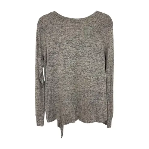 Nine Britton Women's Top LS Tie Scoop Neck Gray Workout Athletic Small Soft