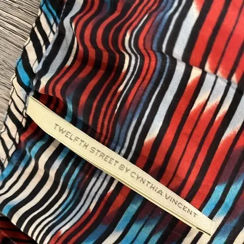 Cynthia Vincent 100% silk light maxi red blue white adjustable maxi dress S