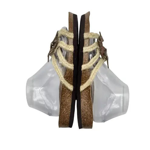 Euro Wellness Balance Womens Sandals Size 10 Butterfly Rope Leather Accents Brown