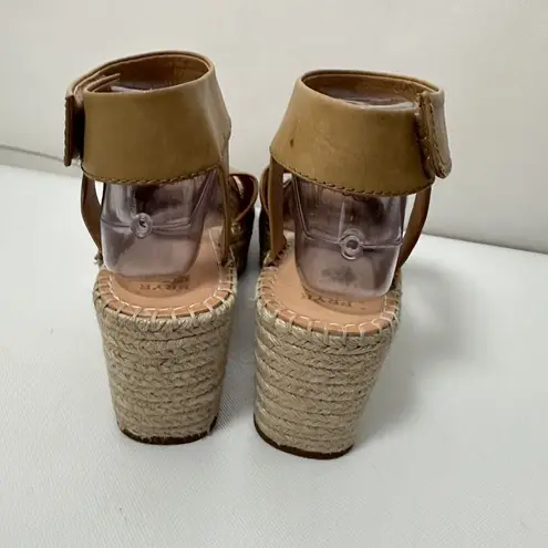 Frye & Co. Sandals Amber Caramel Espadrille Wedge Ankle Strap Leather Boho 9.5 Brown