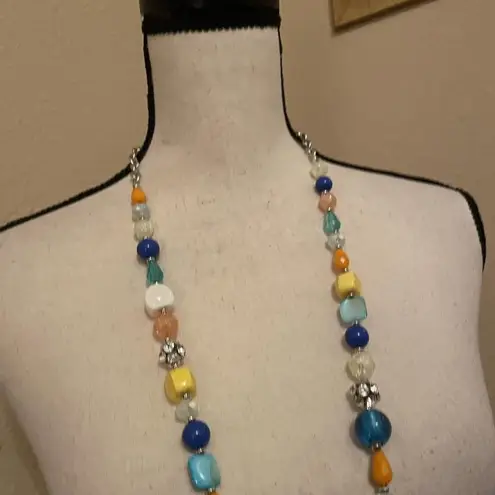 Women’s Necklace Beaded Statement Blue Green Yellow Multi Color Beads