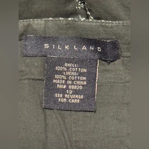 EUC Silkland Green and White Embroidered Paisley Lined Skirt size 12