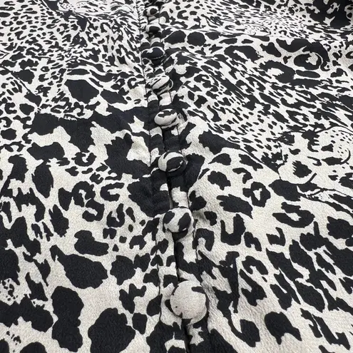 Rebecca Taylor Leopard 100% Silk A-Line Long Sleeve Button Up Shift Dress Size 8