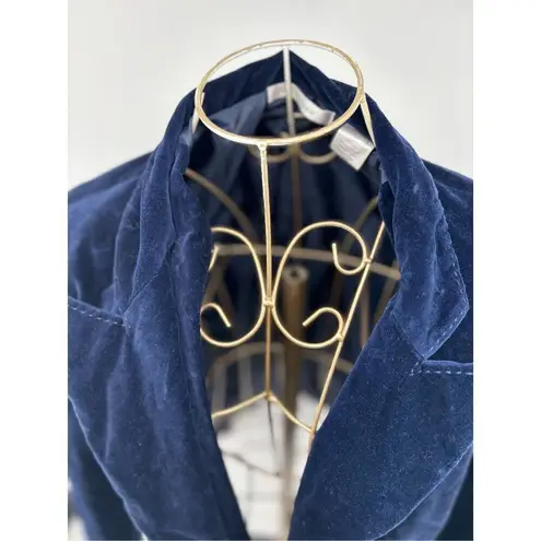 COTE FEMME Blazer Blue Velvet Jacket Lapel Women’s Size 10 97% Cotton Blue
