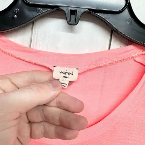 Wilfred Blouse Women Size Small Peach Scoop Neck Short Sleeve Side Slit Tunic Pink