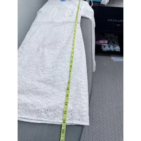 CeCe White Eyelet Fabric Large Bell Sleeves Ruffled Cuffs Mini Dress Size 10