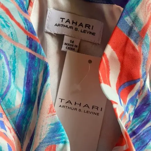 Tahari SZ 14 abstract watercolor maxi Dress