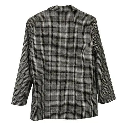 90s Vintage Sag Harbor Black & White Houndstooth Wool Blazer Jacket 10 Large