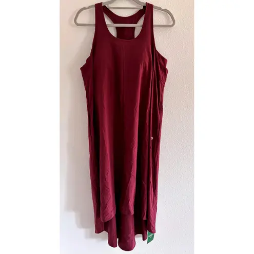 Halara Breezeful Racerback Dress Womens L Burgundy High Lo Midi Flowy Travel