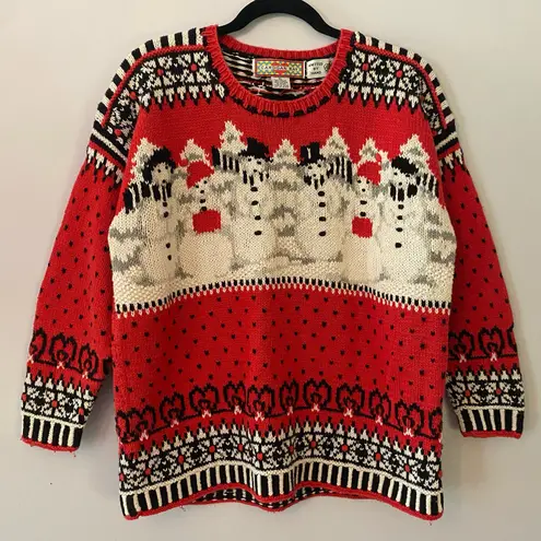 Cardigan Bay Christmas Red Snowman Winter Chunky Holiday Sweater Women's size XL