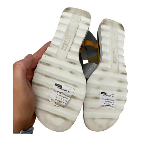 The Flexx Extra Women's Sandals Silver Elastic Ankle Strap Open Toe Slip On