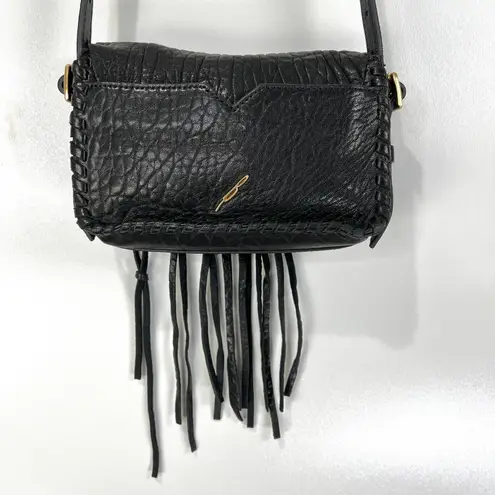 Brian Atwood Acolby Crossbody Large Bubble Grain Leather Fringe