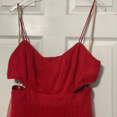 Fame and Partners Dakota Cutout Gown Pleated Chiffon Red Size 12 NEW