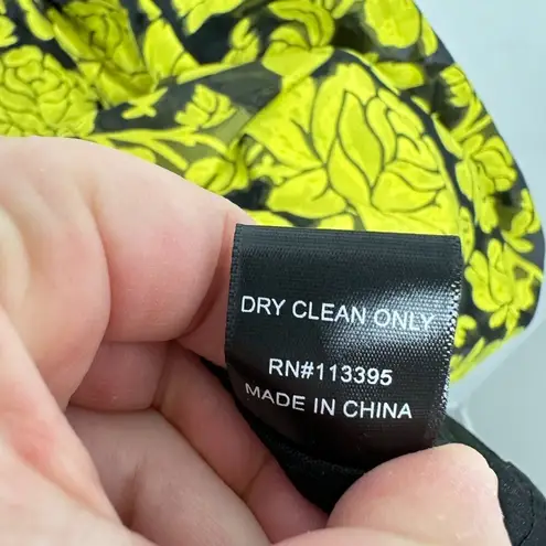 Ark & Co. Full Skirt Micro Mini Romper Yellow Gold Black Floral Brocade Med NWT