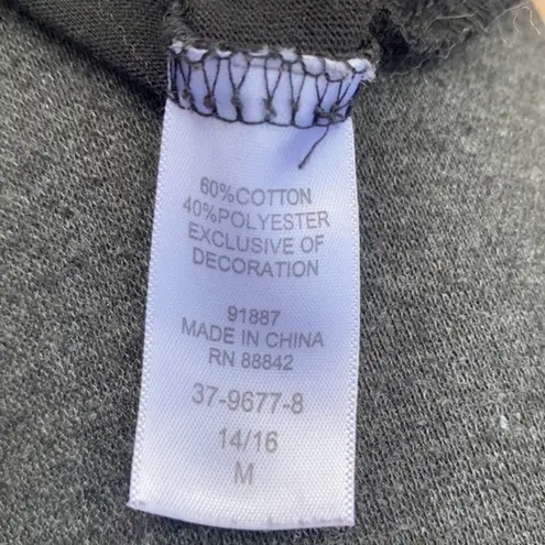 Roaman’s Black Sequin Shoulder Top Gunmetal Embellished Party Blouse Size M Size M