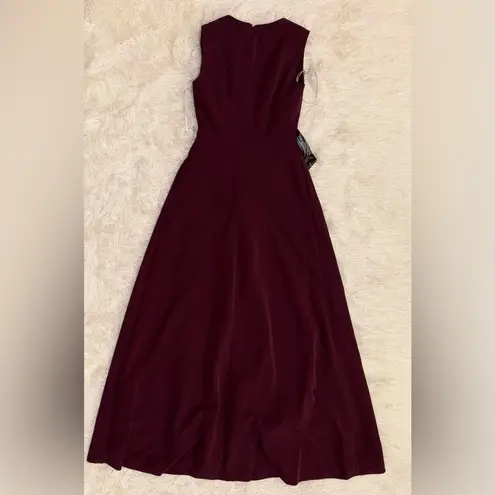 NWOT Kay Unger Zeda Crepe Dress Burgundy Pantsuit Purple Size 0