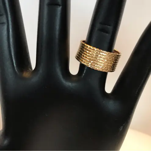 14K SOLID YELLOW GOLD WITH BLUE DRUZY QUARTZ STACKED WRAP STYLE RING (5.25)