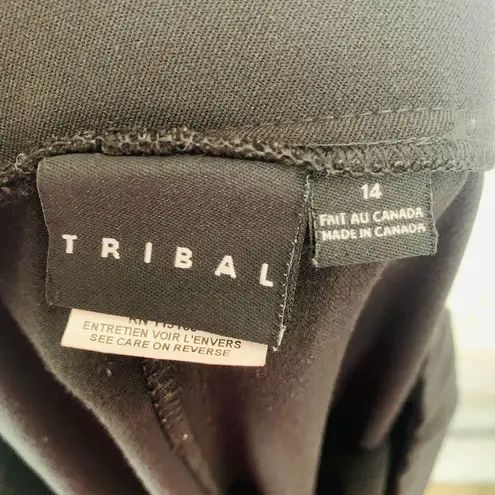 Tribal Women's Black wide leg pull on dress pants trousers size 14 slacks career