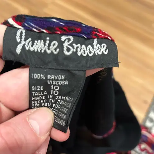 Vintage Teacher Core Jamie Brooke Pattern Maxi Dress Size 10 Black