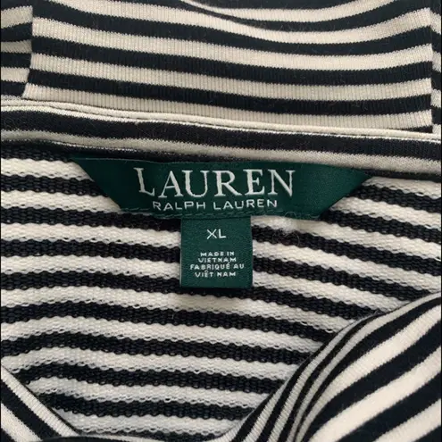Lauren Ralph Lauren Top Sweater Black White Stripe Loose Cowl Neck XL
