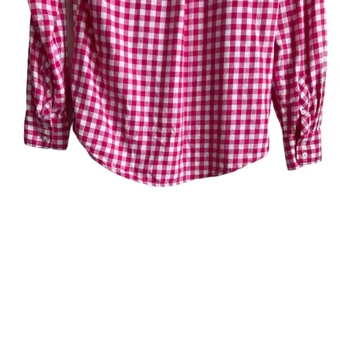 J Crew Women Top XS Pink Buffalo Check Long Sleeve Button Up Preppy Cowgirl