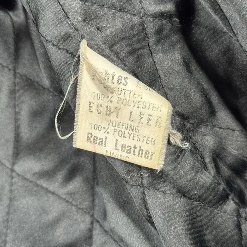 Ital Leather Collection USA Jacket Womens 2XL Black Leather Bomber Edgy Rocker Size 2X