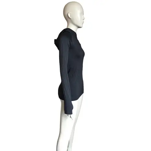 Lululemon  Black Textured Hooded Long Sleeve Top