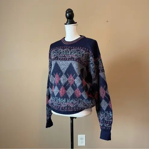 CAMPUS | Vintage Argyle Sweater Sz M Blue Size M
