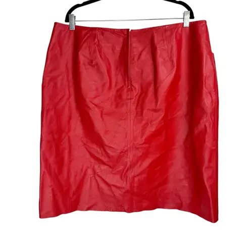 Newport News Vtg Red Leather Skirt Plus Size 20W Short Mini Pockets