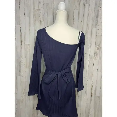Lulus NWT  Women's Navy Blue Asymmetrical Mini‎ Dress Size Medium Long Sleeve