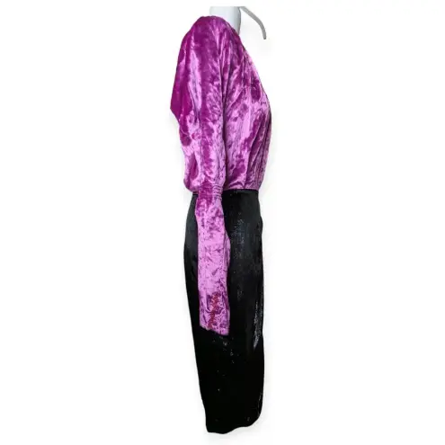 The Attico Velvet Wrap Dress Black Pink Size X