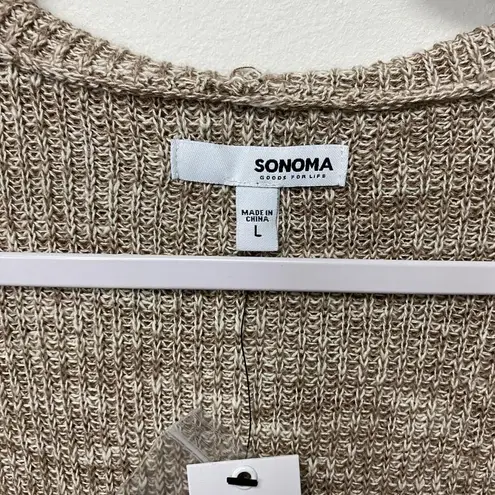 Sonoma Women's Sweater  Goods for life Size L Brown Hoodie Open Cardigan