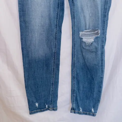 Studio Blue Medium Wash Denim High Waisted Distressed Boyfriend Jean size 28
