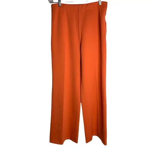 Buttons Vintage 70s Leisure Pant Suit S Orange Stretch Knit Pockets Zipper