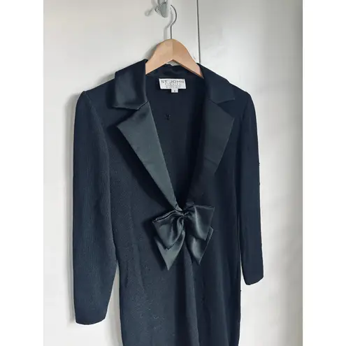 St. John Evening Knit Evening Dress Size M 6Full Length Black Cocktail Holiday