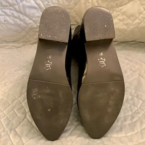 Side Zip Buckle Decoration Short Motorcycle Boots. Black Size 6.5