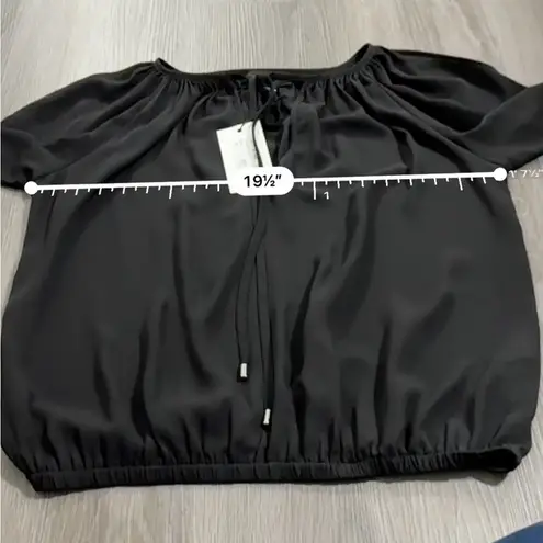 Fifteen Twenty Black Long Sleeve Tie Front Lightweight Blouse Size M