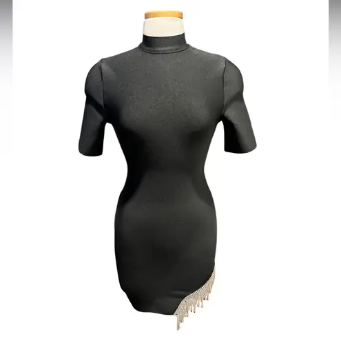 BELLA BARNETT Mini Bandage Trendy Rhinestone Black Bodycon Dress Size M NWT Size M
