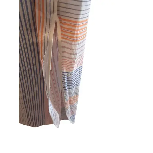 Red Carter Size XS Striped Long tunic top dress 100% Cotton Sleeveless Duster